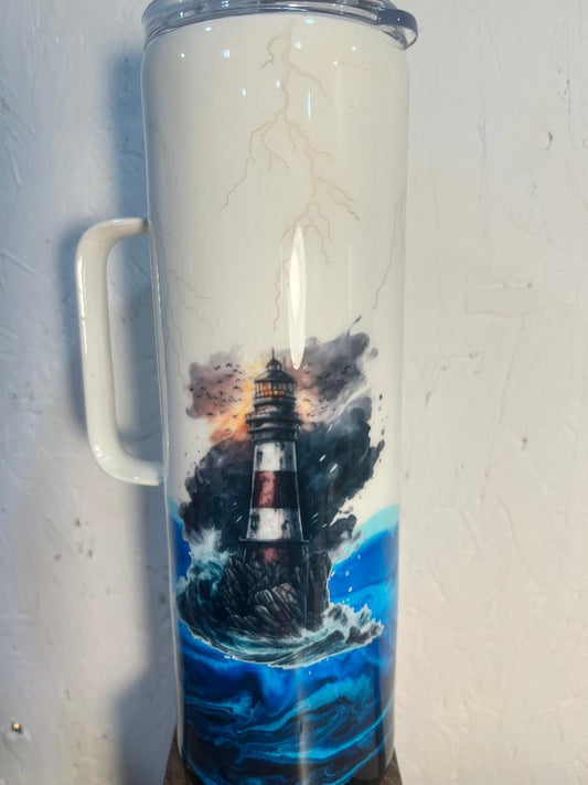 Lighthouse with lightning bolts
